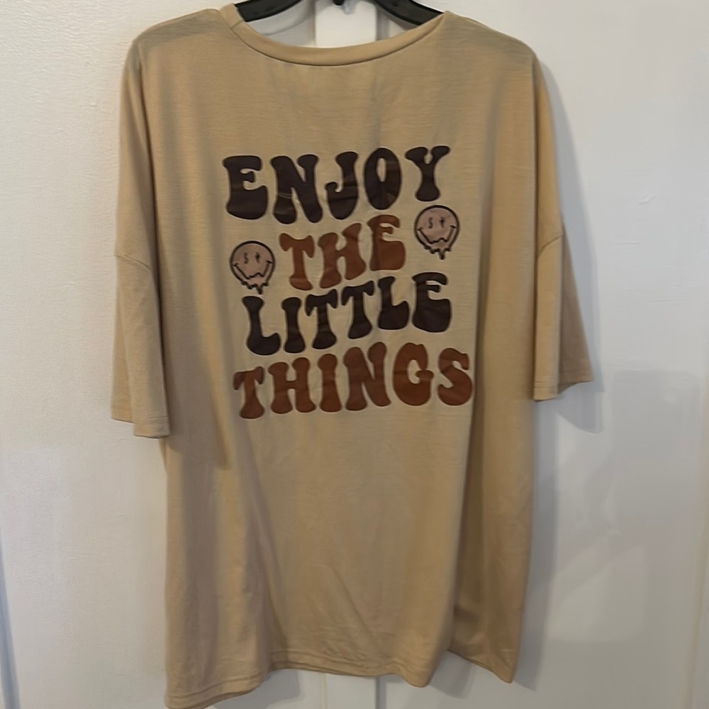 Tan Graphic Tee - Enjoy the Little Things